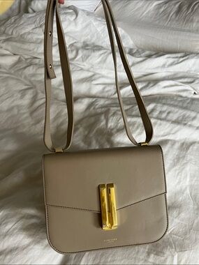 DeMellier Taupe Leather Crossbody with Gold Hardware